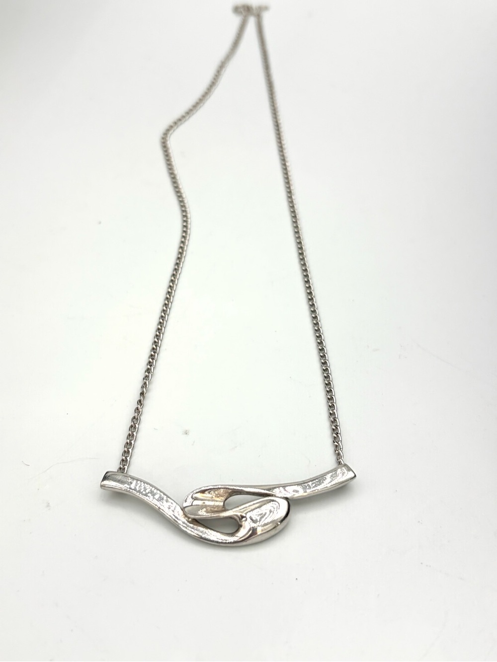 Vintage Signed Domenico Sterling Silver Modernist Knot Abstract Necklace